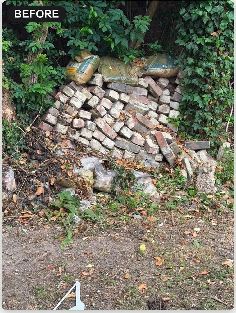 Brick and rubble before a builders waste clearance in Croydon