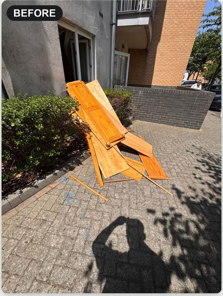 Furniture and wood before removal in Croydon