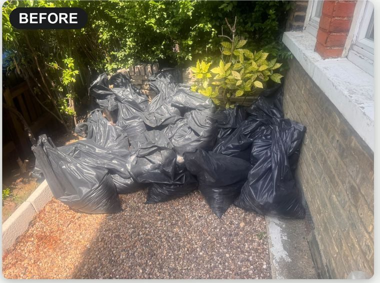 Bags of rubble before removal in Croydon