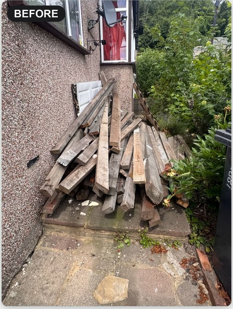 Timber and wood before clearance in Croydon